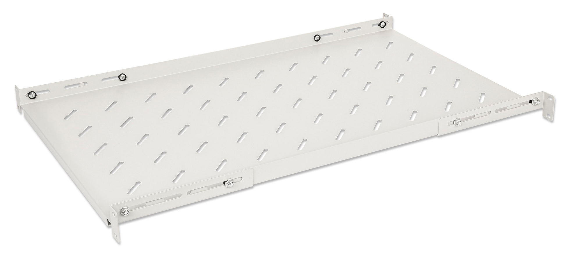 19" Shelf with Variable Rails for Fixed Mounting, Shelf Depth 750 mm, Gray Image 1