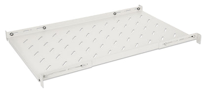 19" Shelf with Variable Rails for Fixed Mounting, Shelf Depth 750 mm, Gray Image 1
