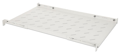 19" Shelf with Variable Rails for Fixed Mounting, Shelf Depth 750 mm, Gray Image 2