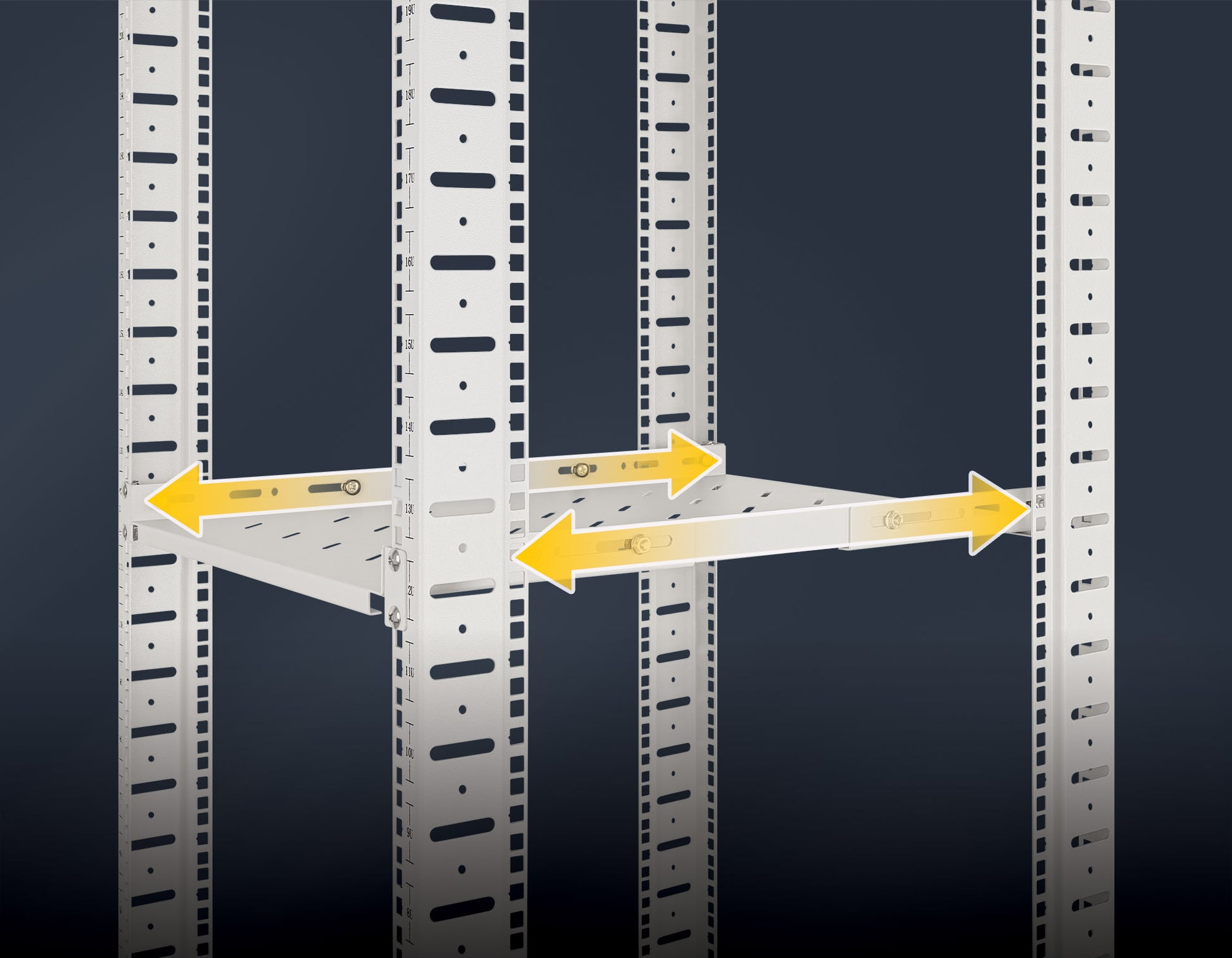 19" Shelf with Variable Rails for Fixed Mounting, Shelf Depth 750 mm, Gray Image 5