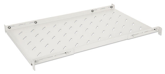 19" Shelf with Variable Rails for Fixed Mounting, Shelf Depth 750 mm, Gray Image 1