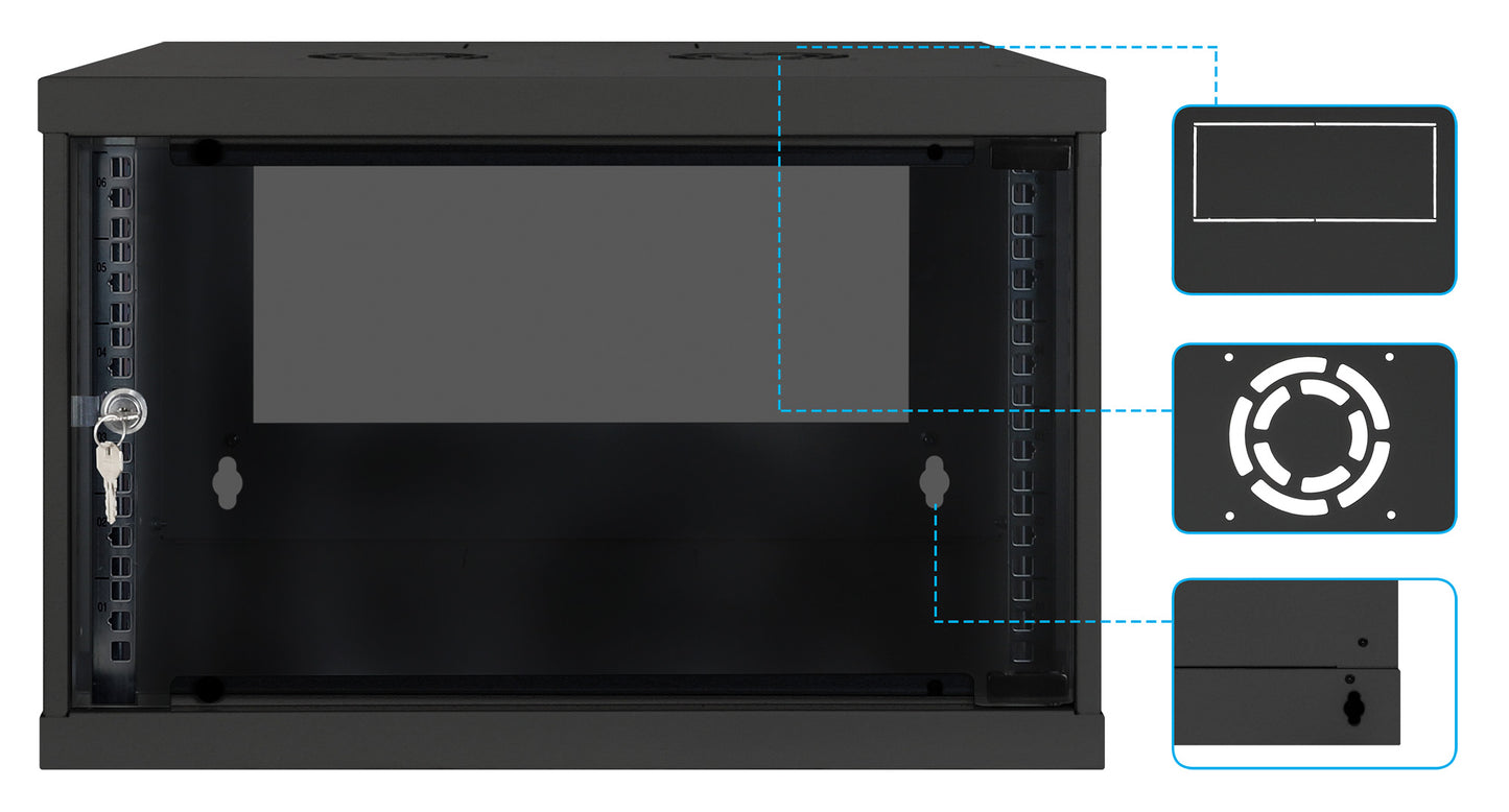 6U 19" Wall Mount Network Cabinet, Basic Line, 400 mm Depth, Black Image 8