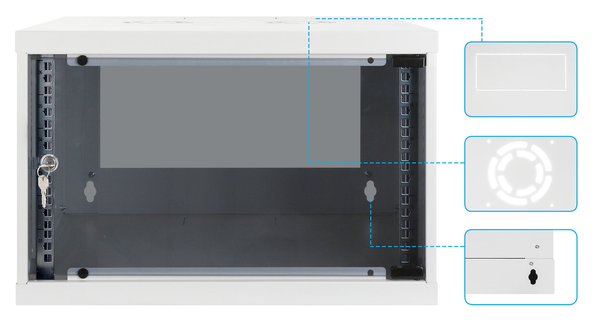 6U 19" Wall Mount Network Cabinet, Basic Line, 400 mm Depth, Gray Image 8