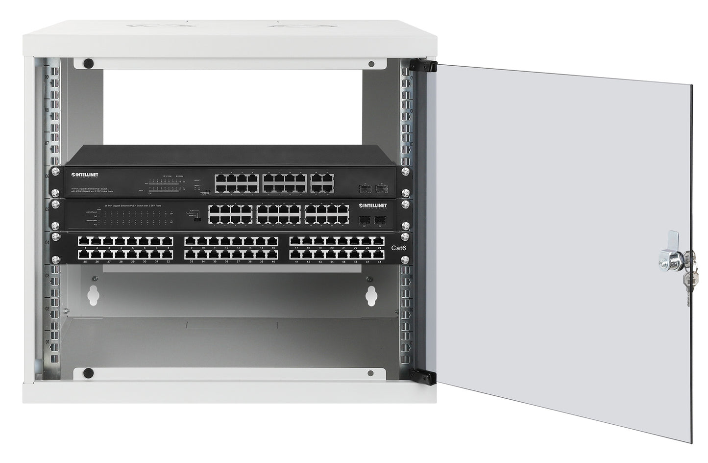 9U 19" Wall Mount Network Cabinet, Basic Line, 400 mm Depth, Gray Image 4