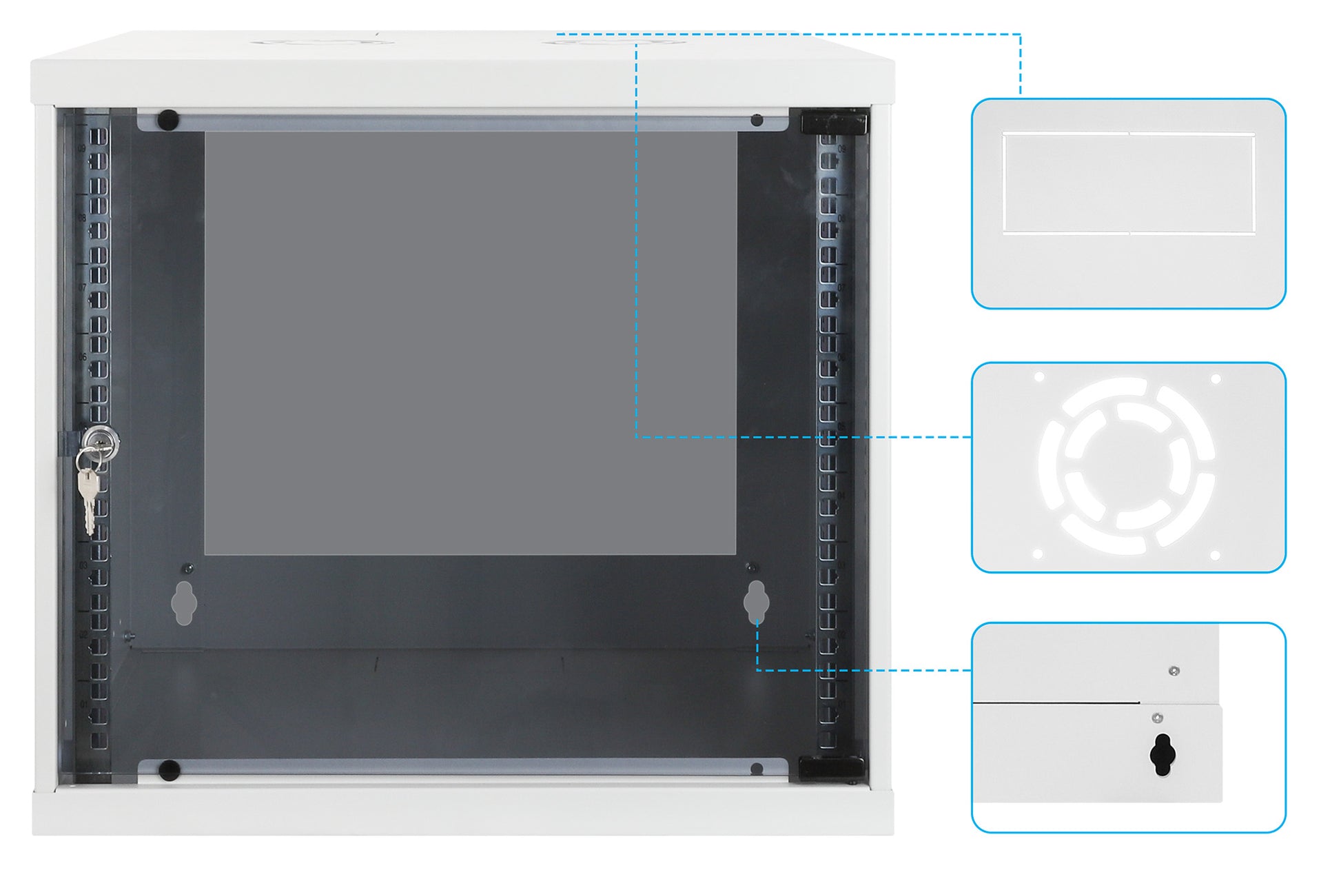 9U 19" Wall Mount Network Cabinet, Basic Line, 400 mm Depth, Gray Image 8