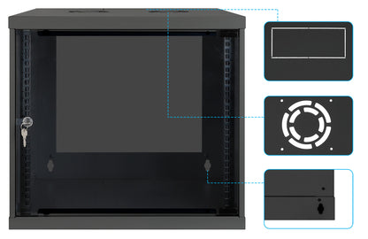 9U 19" Wall Mount Network Cabinet, Basic Line, 400 mm Depth, Black Image 8