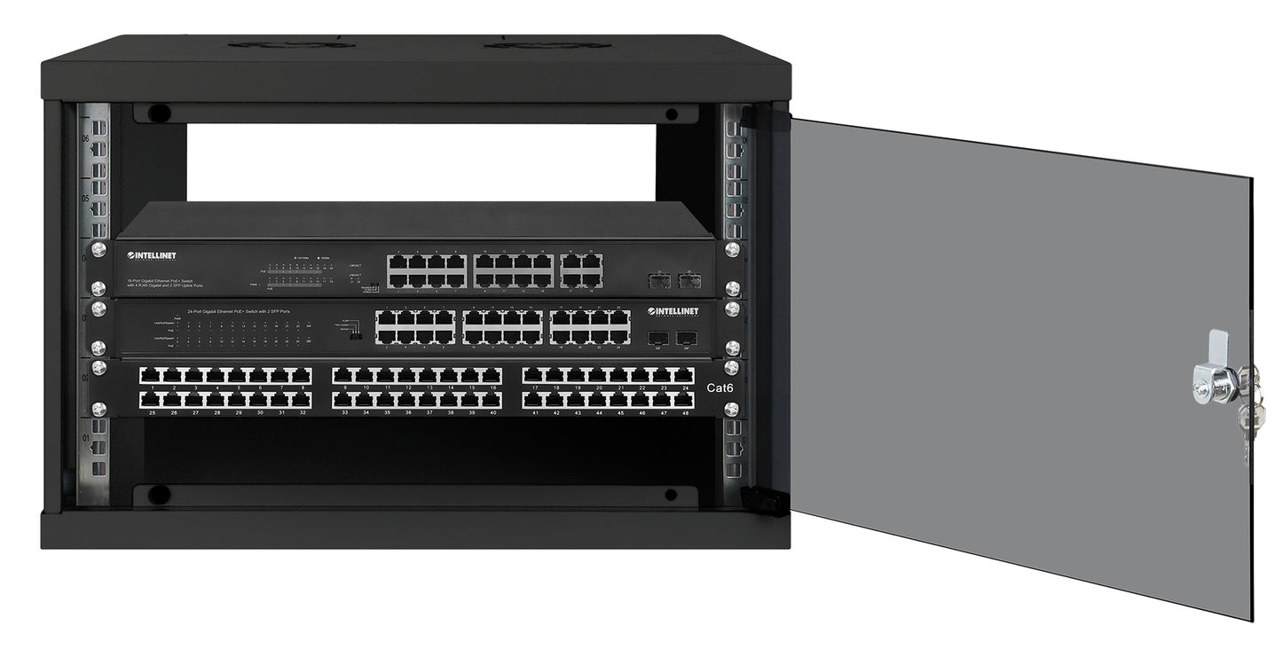 6U 19" Wall Mount Network Cabinet, Basic Line, 560 mm Depth, Black Image 4