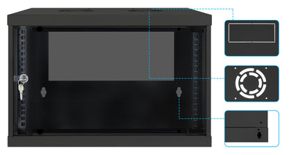 6U 19" Wall Mount Network Cabinet, Basic Line, 560 mm Depth, Black Image 8