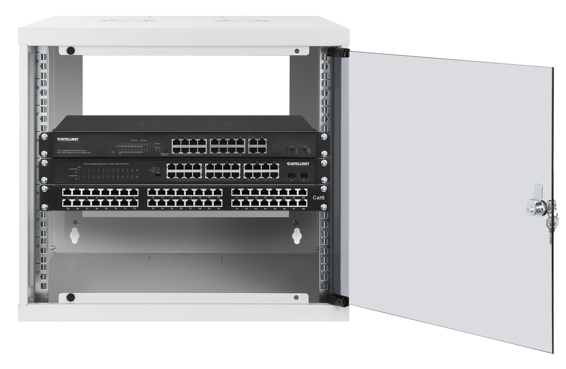 9U 19" Wall Mount Network Cabinet, Basic Line, 560 mm Depth, Gray Image 4