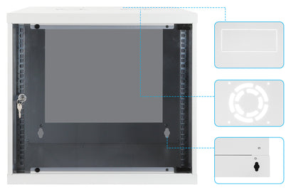 9U 19" Wall Mount Network Cabinet, Basic Line, 560 mm Depth, Gray Image 8