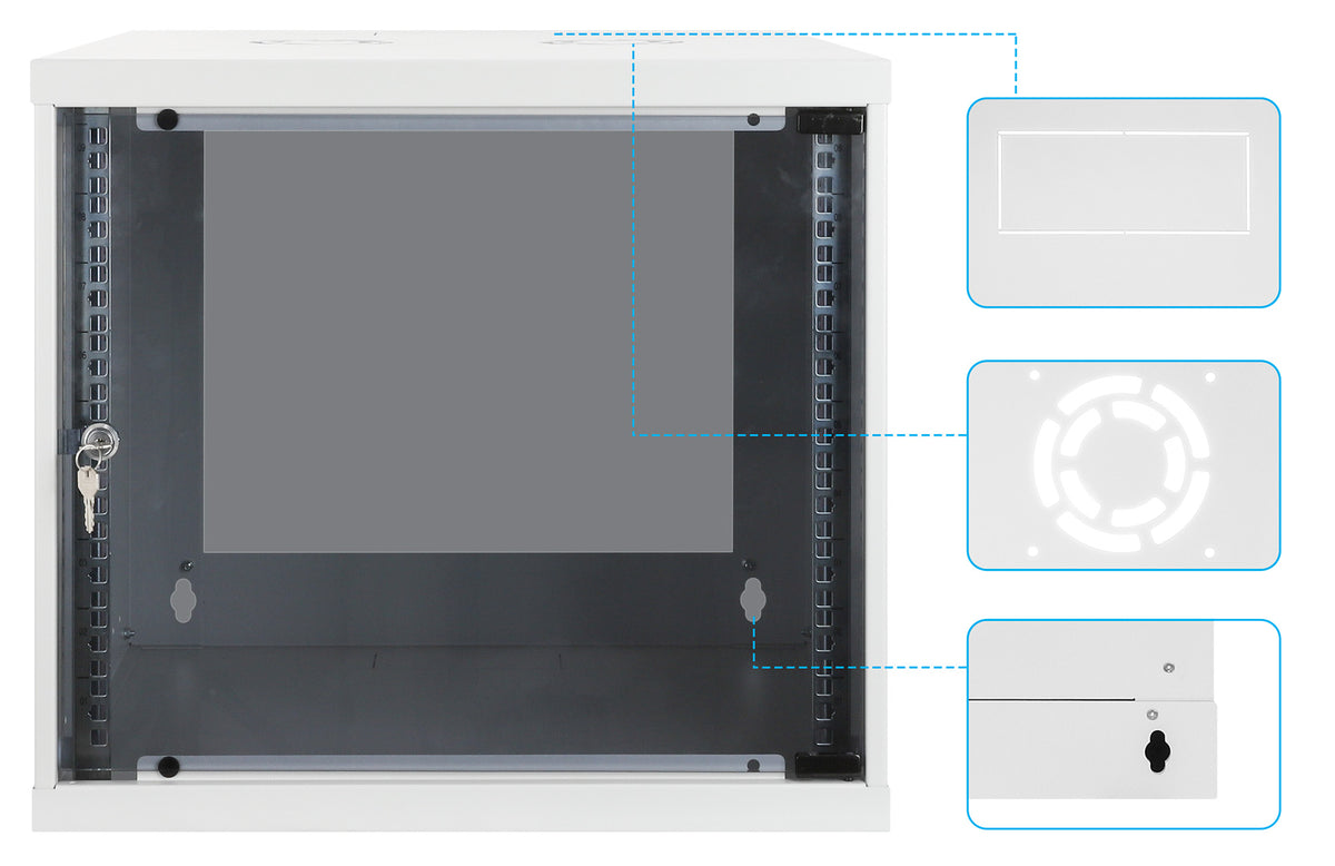9U 19" Wall Mount Network Cabinet, Basic Line, 560 mm Depth, Gray Image 8