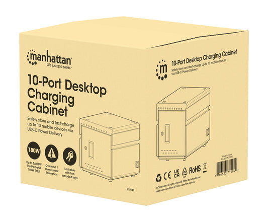 10-Port USB-C Desktop Charging Cabinet - 18W per Port Packaging Image 2
