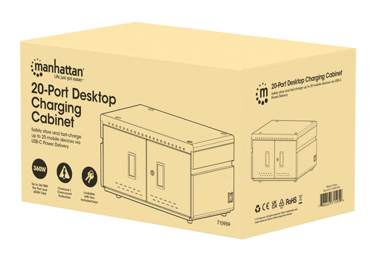 20-Port USB-C Desktop Charging Cabinet - 18W per Port Packaging Image 2