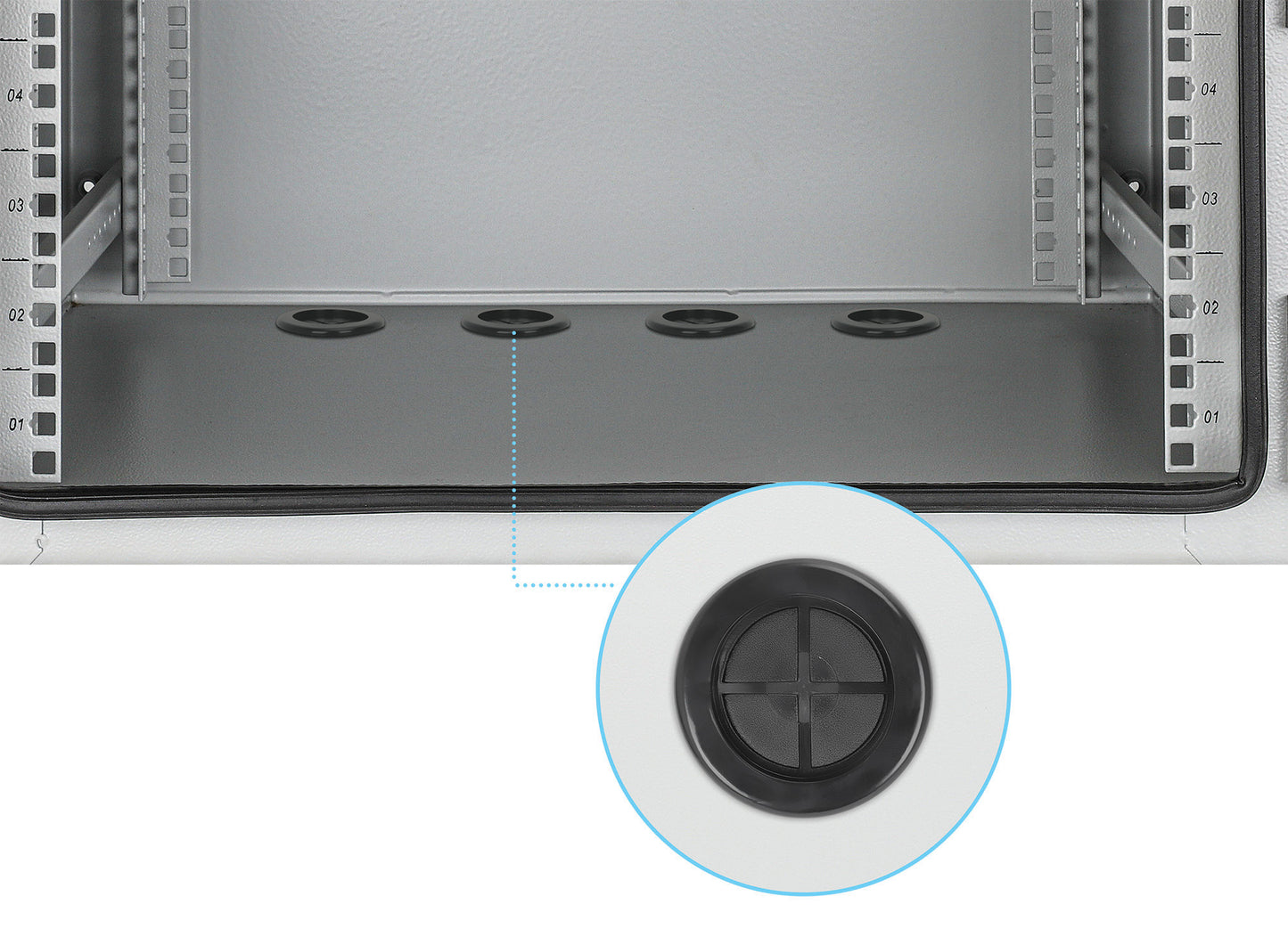 6U Industrial IP55 19" Wall Mount Cabinet with Integrated Fans, Gray Image 8