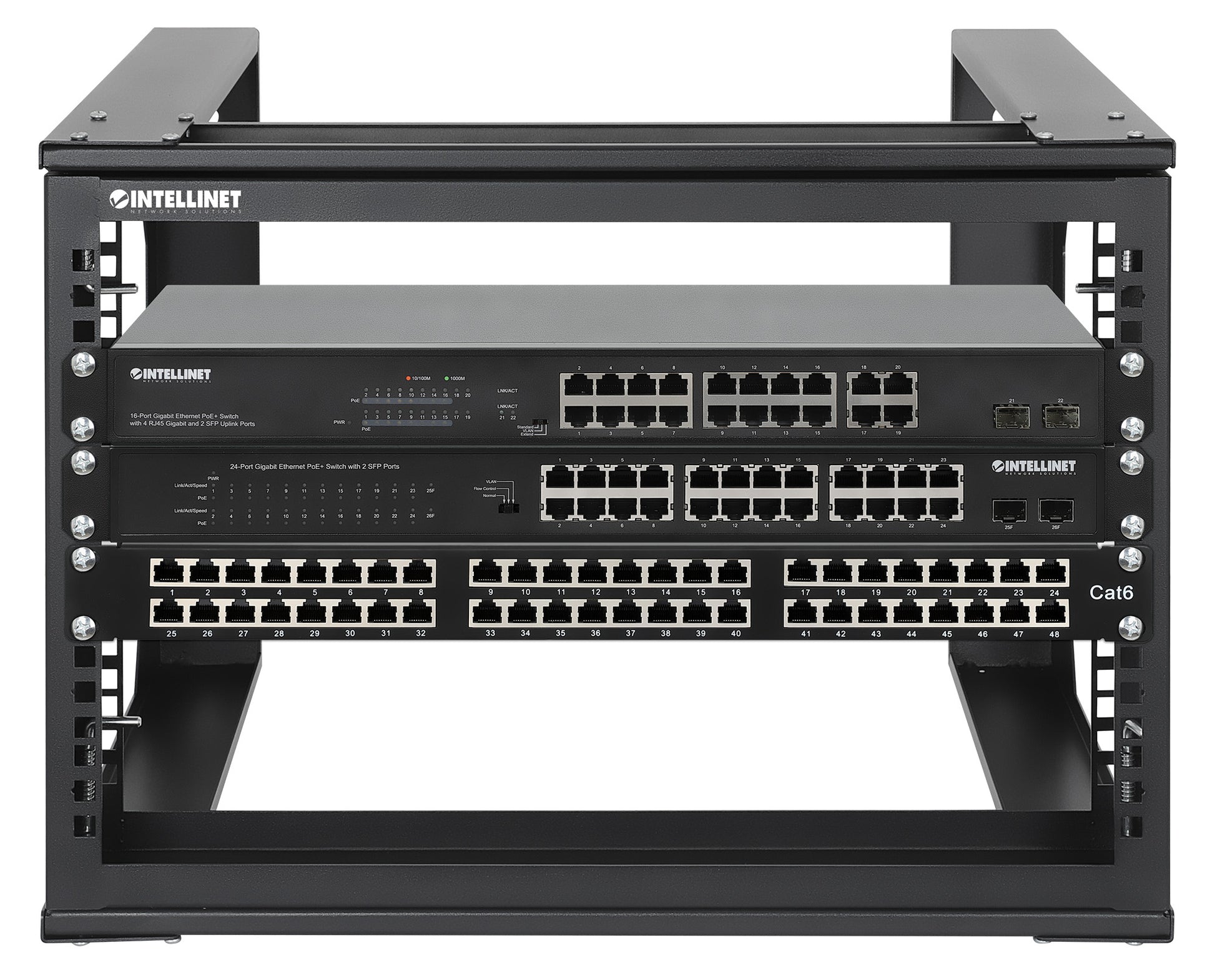 19" Wall Mount 2-Post Open Frame Network Rack, 6U Image 7