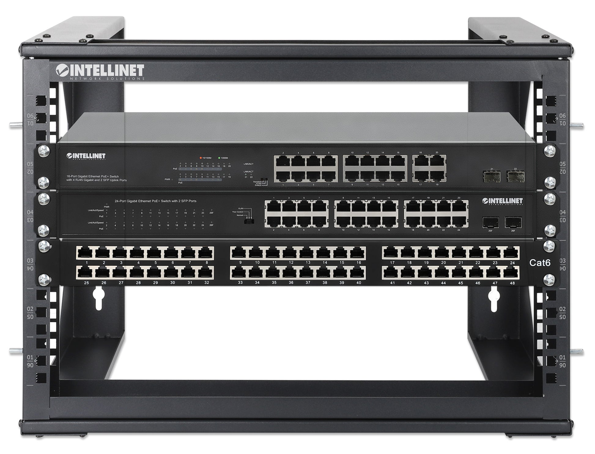 19" Wall Mount 2-Post Open Frame Network Rack, 6U Image 7
