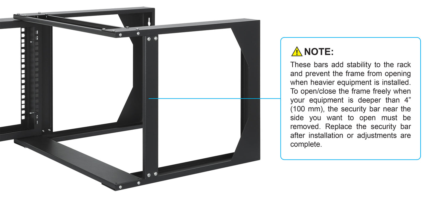 19" Wall Mount 2-Post Open Frame Network Rack, 6U Image 8