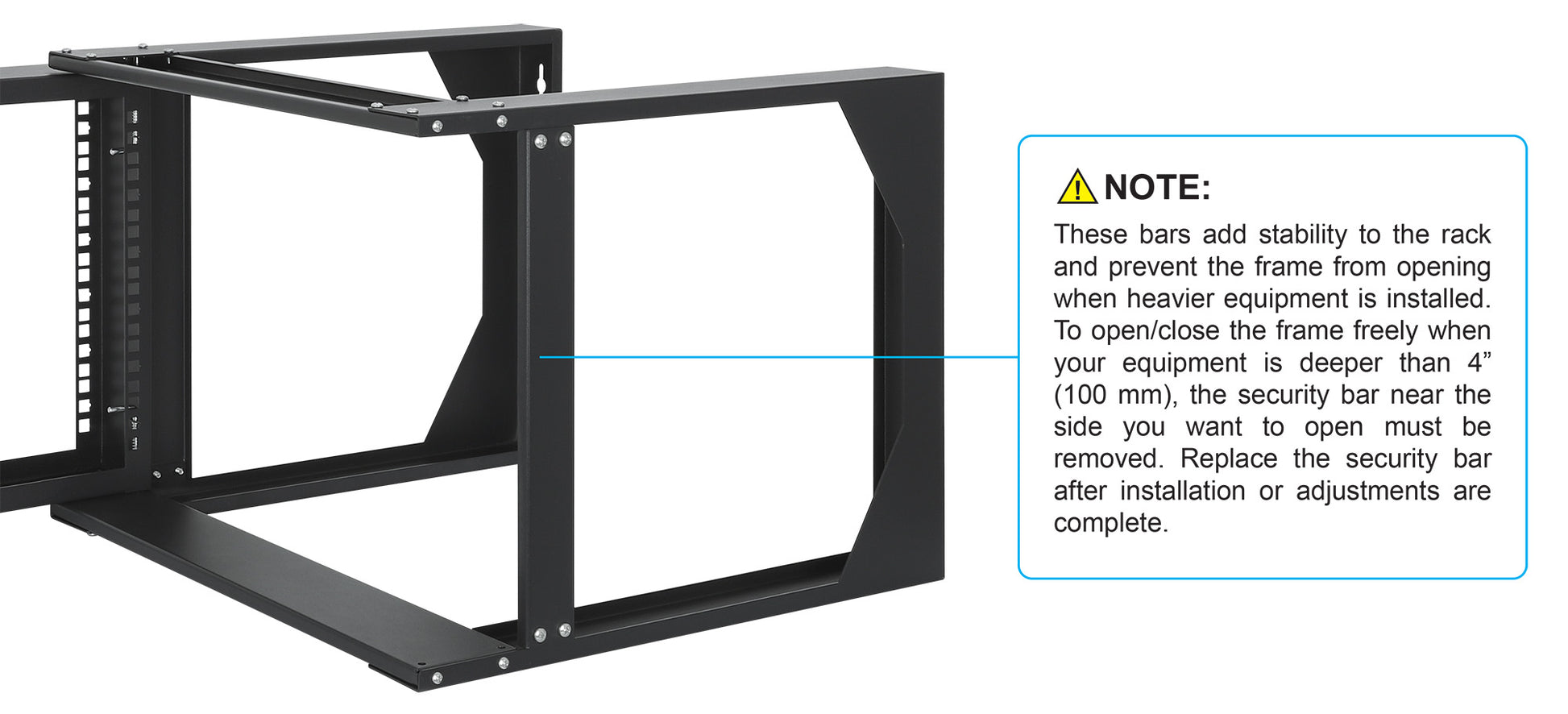 19" Wall Mount 2-Post Open Frame Network Rack, 6U Image 8
