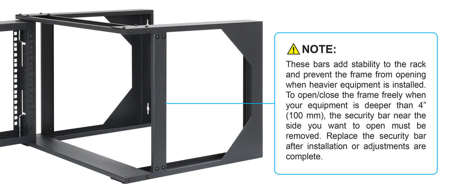 19" Wall Mount 2-Post Open Frame Network Rack, 6U Image 8