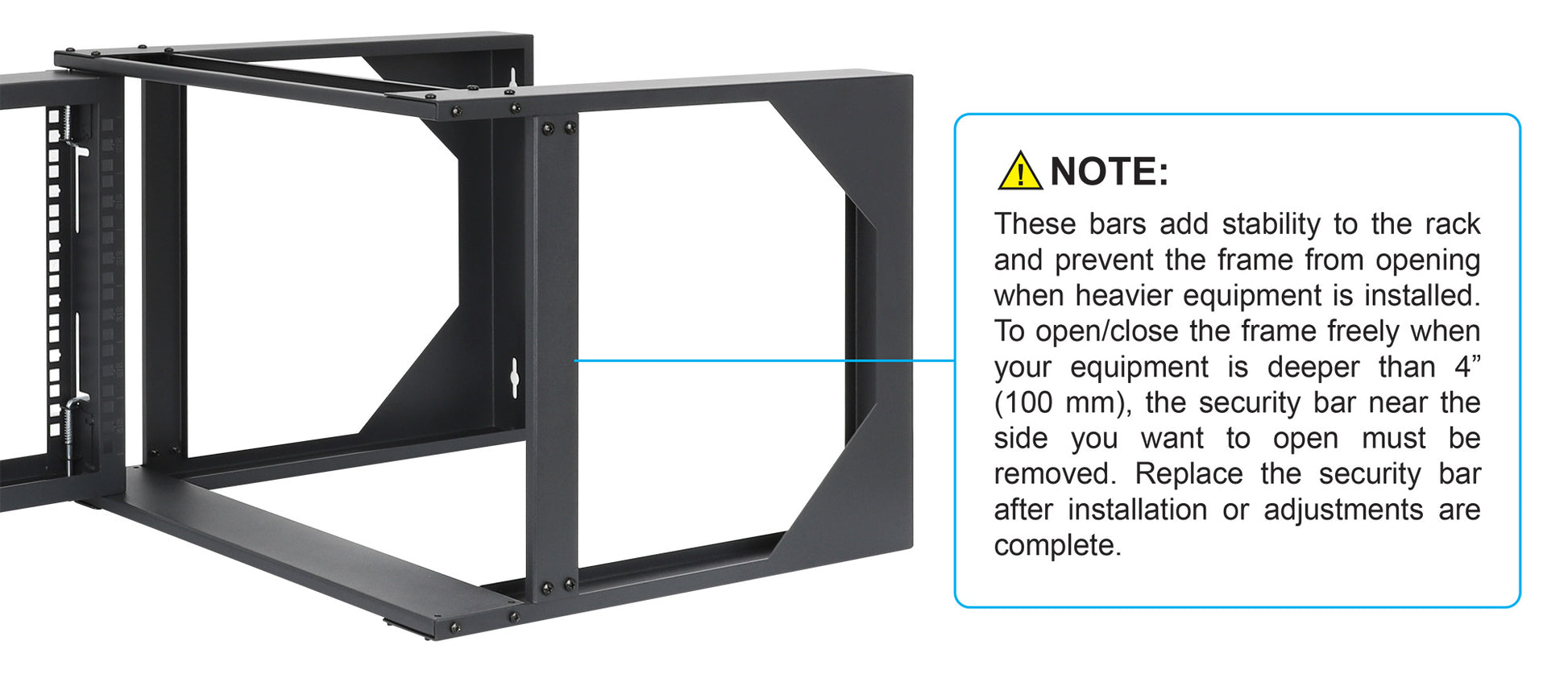 19" Wall Mount 2-Post Open Frame Network Rack, 6U Image 8