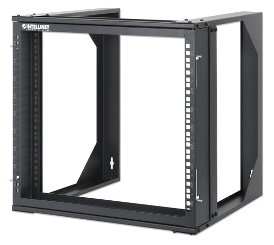 9U 19" Wall Mount 2-Post Open Frame Network Rack, Black Image 1