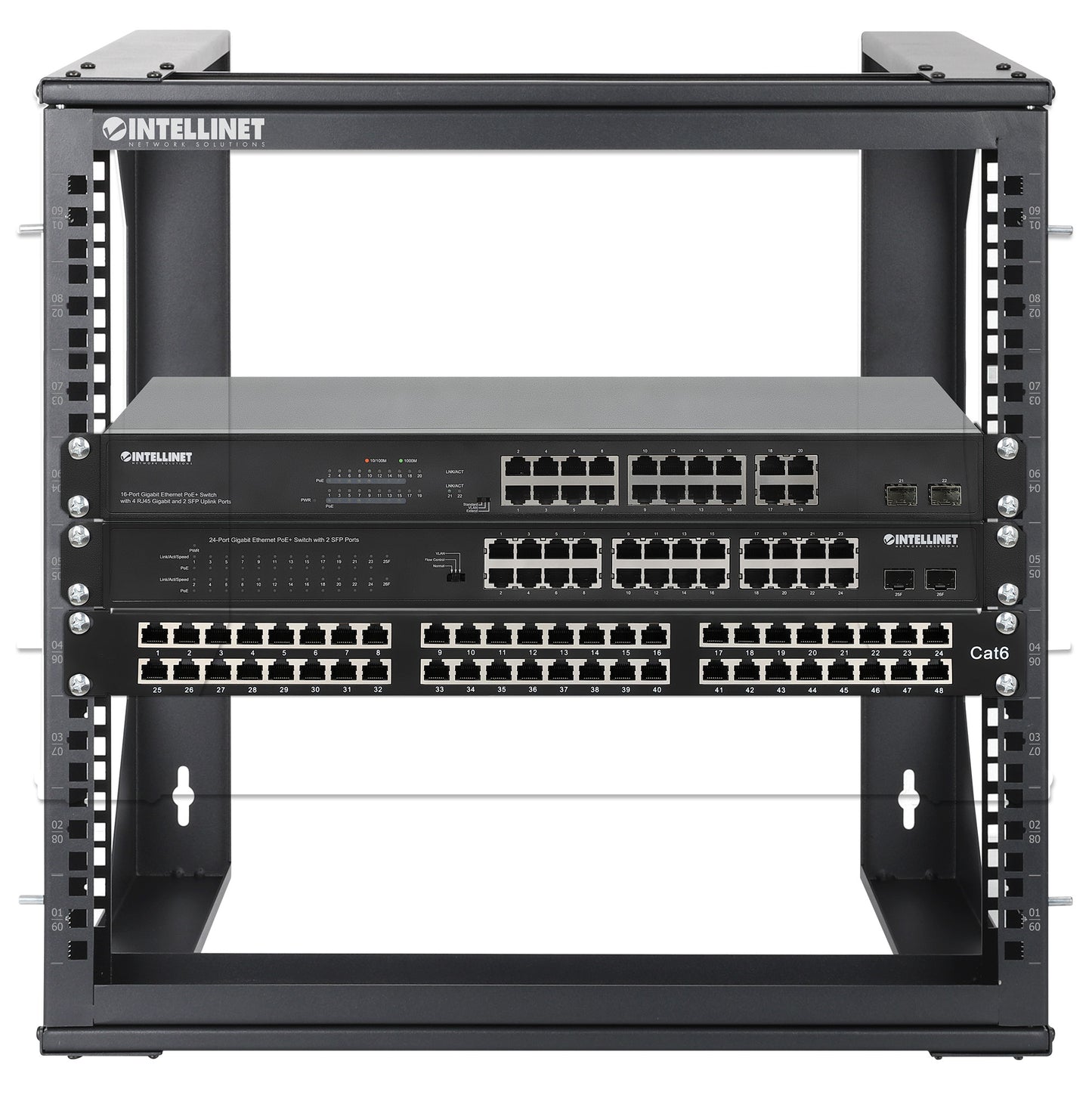 19" Wall Mount 2-Post Open Frame Network Rack, 9U Image 7