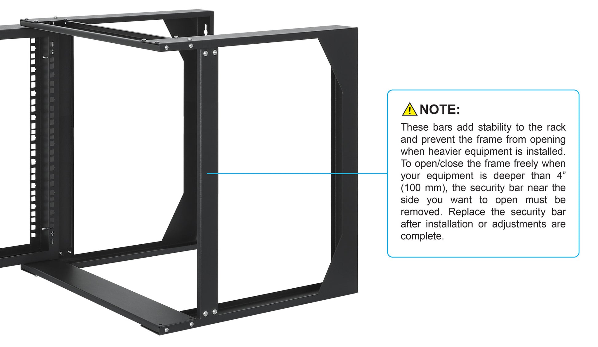 19" Wall Mount 2-Post Open Frame Network Rack, 9U Image 8