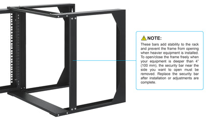 19" Wall Mount 2-Post Open Frame Network Rack, 9U Image 8