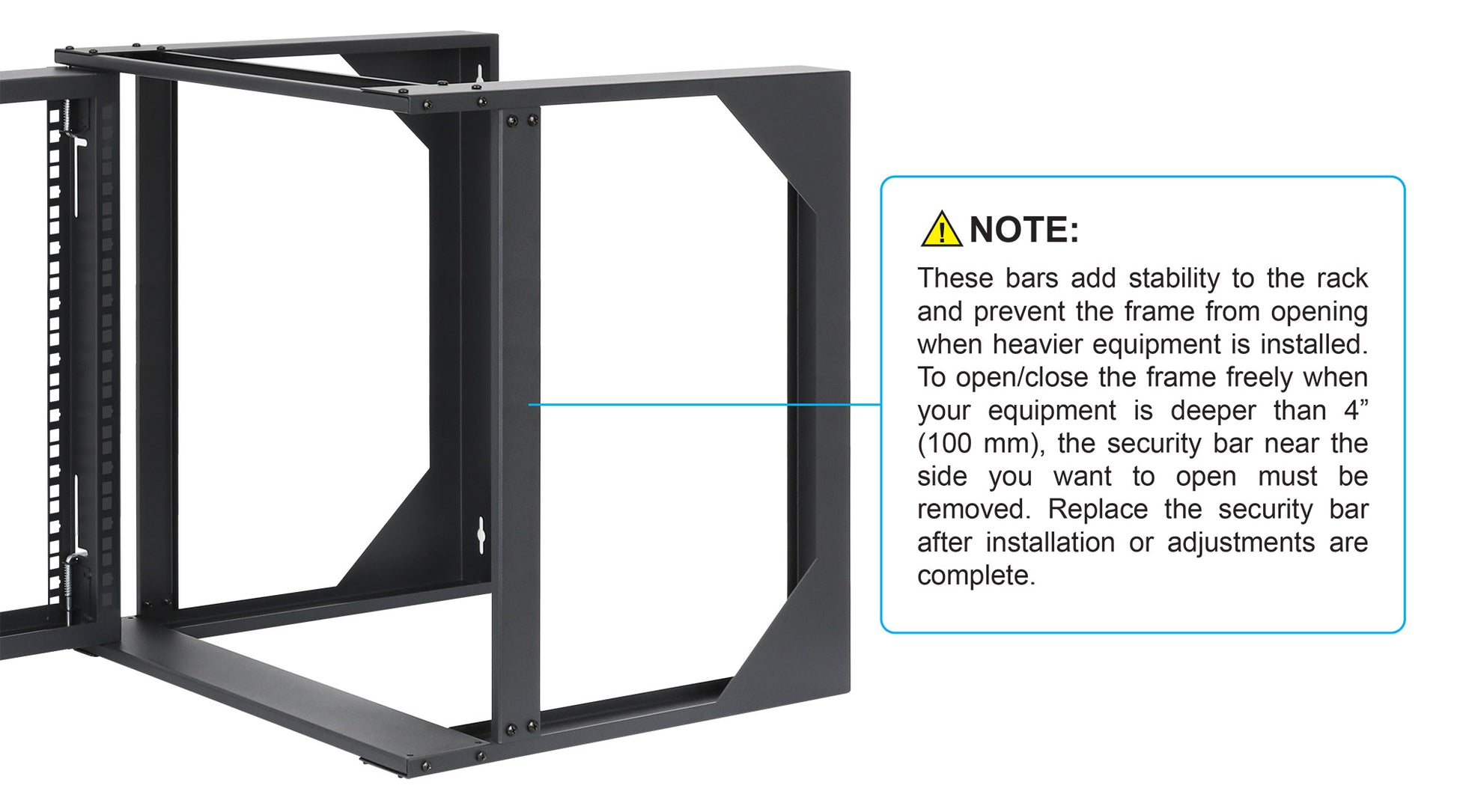 19" Wall Mount 2-Post Open Frame Network Rack, 9U Image 8