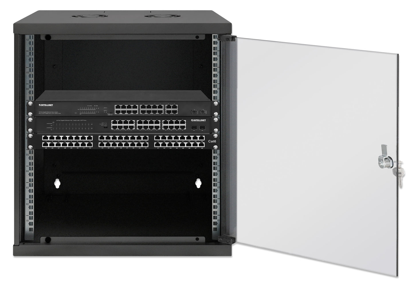 12U 19" Wall Mount Network Cabinet, Basic Line, 400 mm Depth, Black Image 4
