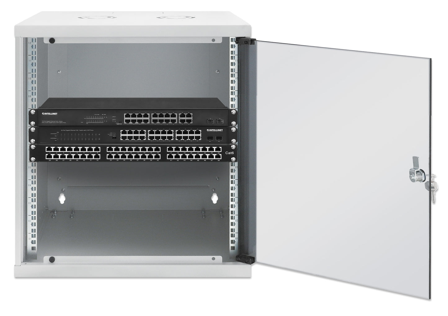 12U 19" Wall Mount Network Cabinet, Basic Line, 400 mm Depth, Gray Image 4