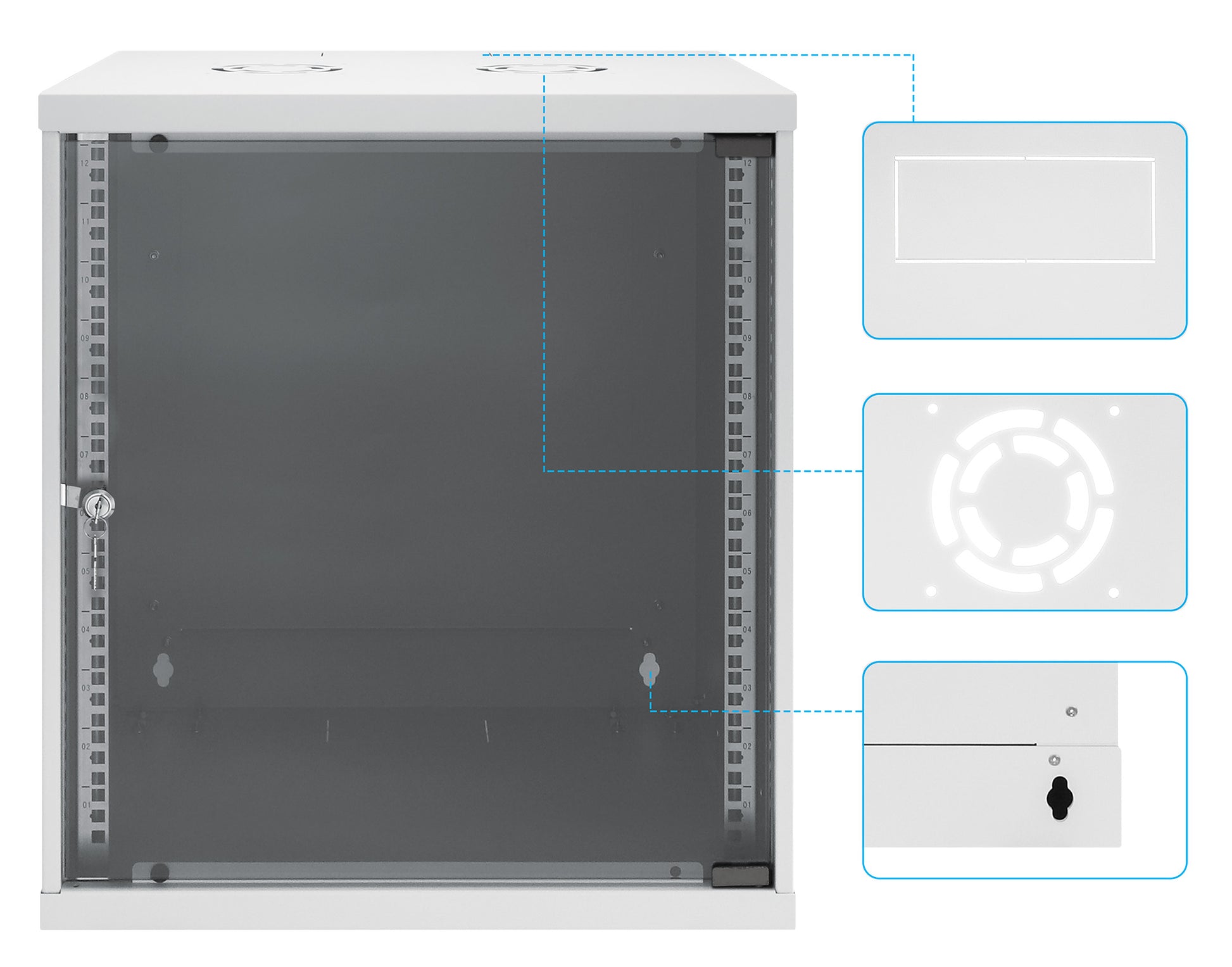 12U 19" Wall Mount Network Cabinet, Basic Line, 400 mm Depth, Gray Image 9