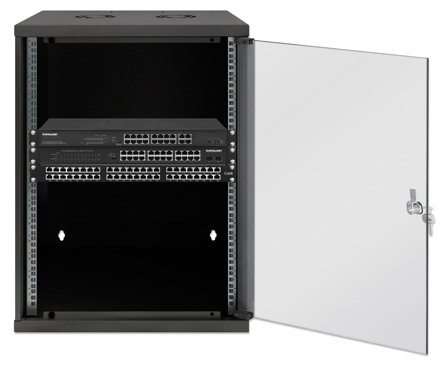 15U 19" Wall Mount Network Cabinet, Basic Line, 400 mm Depth, Black Image 4