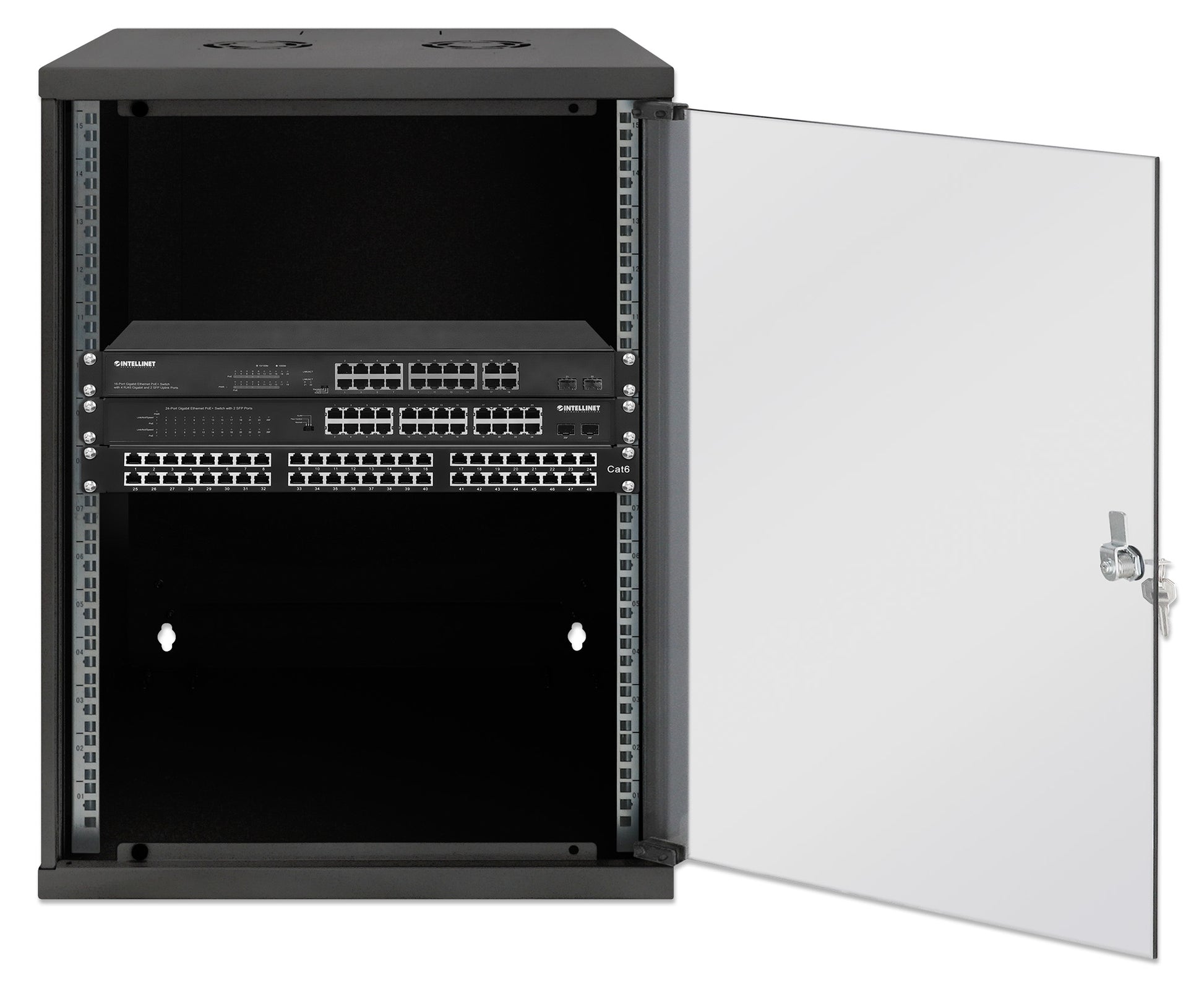15U 19" Wall Mount Network Cabinet, Basic Line, 400 mm Depth, Black Image 4