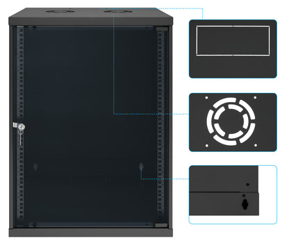 15U 19" Wall Mount Network Cabinet, Basic Line, 400 mm Depth, Black Image 9