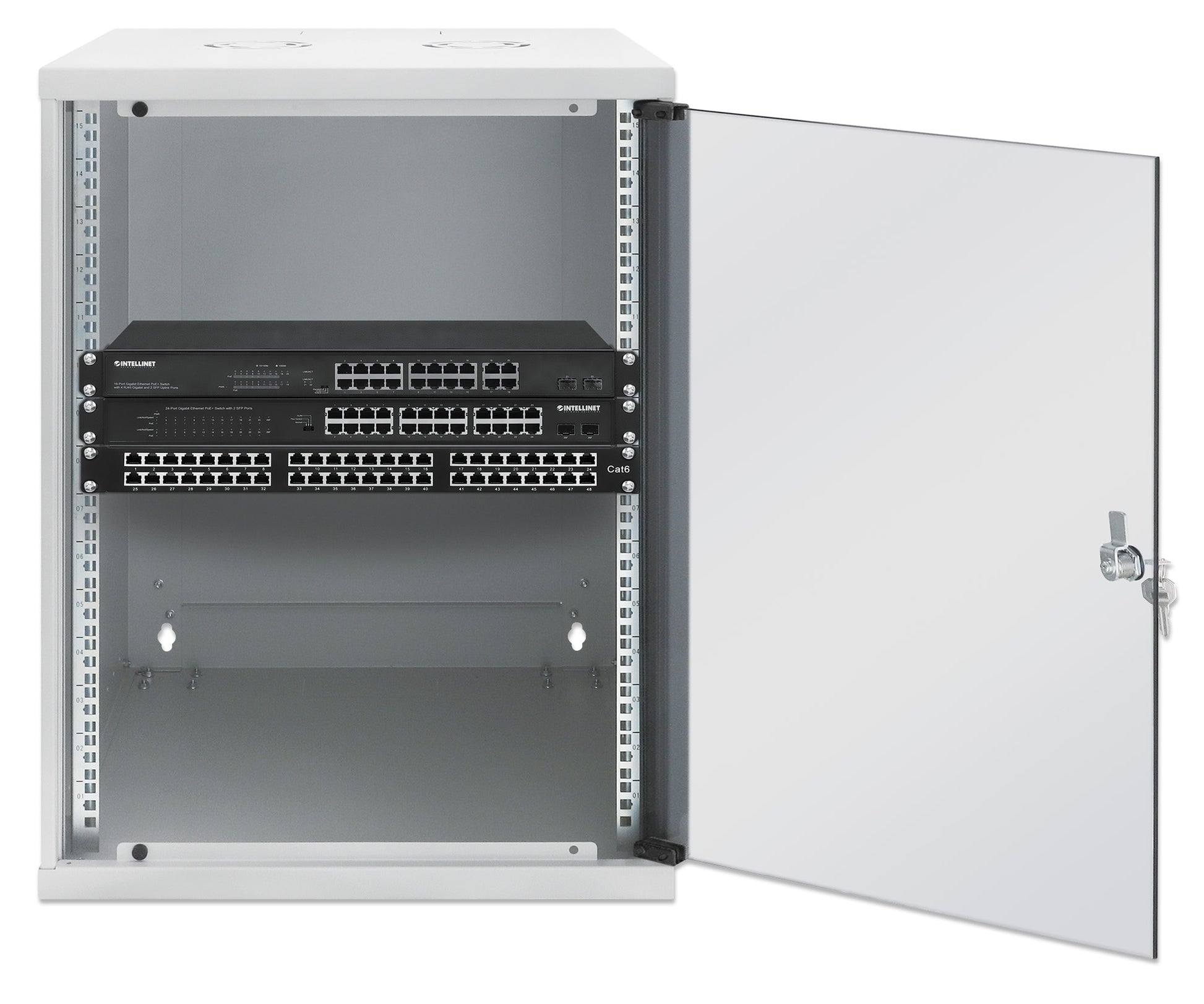 15U 19" Wall Mount Network Cabinet, Basic Line, 400 mm Depth, Gray Image 4