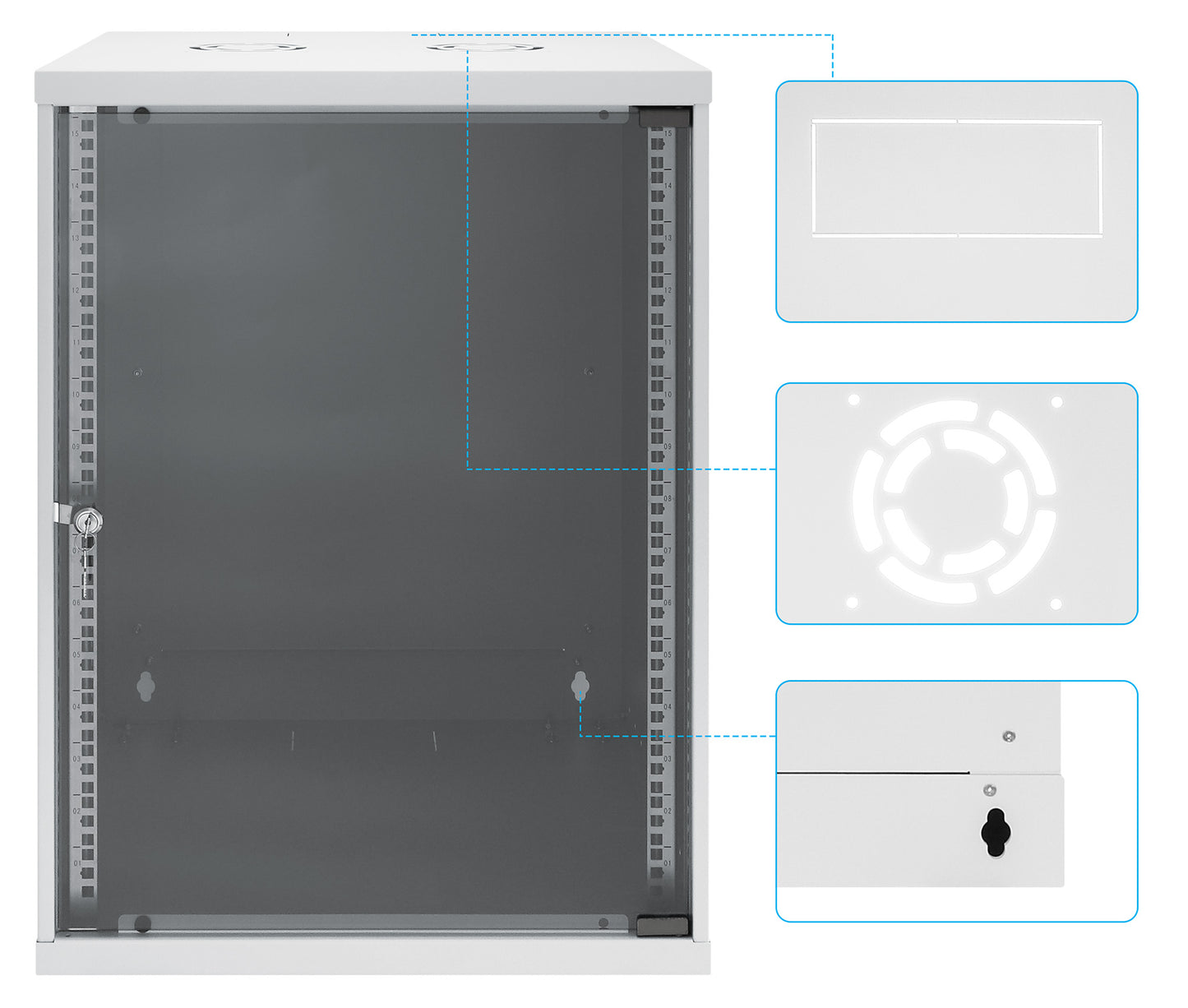 15U 19" Wall Mount Network Cabinet, Basic Line, 400 mm Depth, Gray Image 9