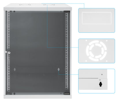 15U 19" Wall Mount Network Cabinet, Basic Line, 400 mm Depth, Gray Image 9