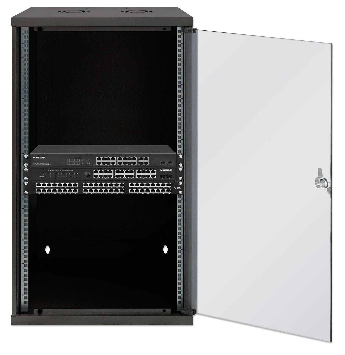20U 19" Wall Mount Network Cabinet, Basic Line, 400 mm Depth, Black Image 4