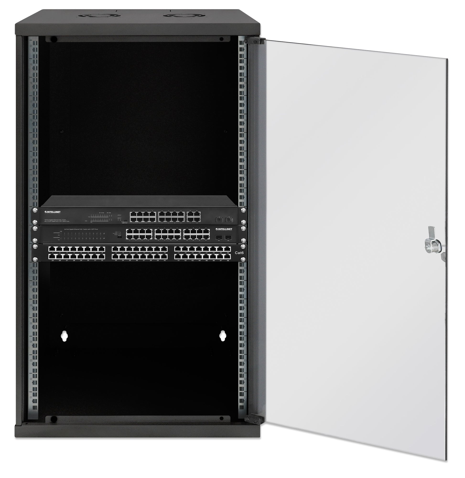 20U 19" Wall Mount Network Cabinet, Basic Line, 400 mm Depth, Black Image 4