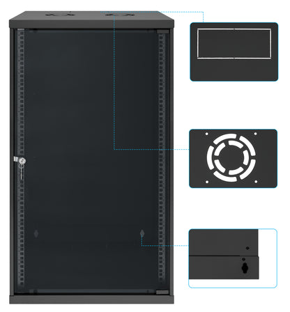 20U 19" Wall Mount Network Cabinet, Basic Line, 400 mm Depth, Black Image 9