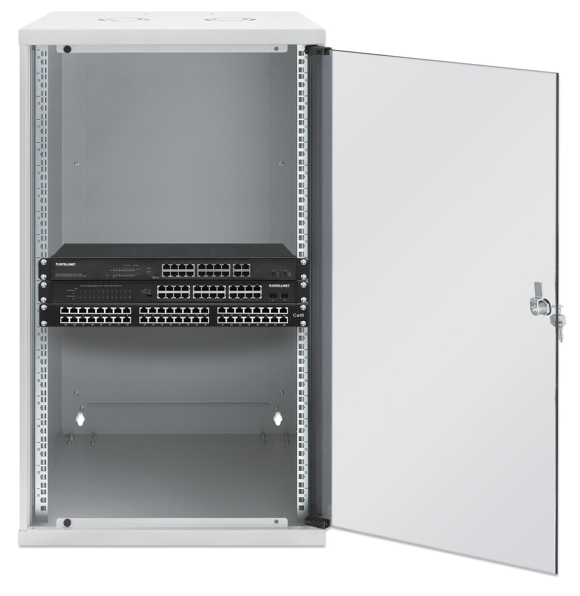 20U 19" Wall Mount Network Cabinet, Basic Line, 400 mm Depth, Gray Image 4