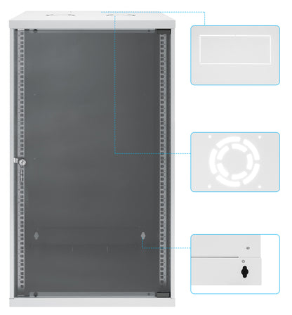 20U 19" Wall Mount Network Cabinet, Basic Line, 400 mm Depth, Gray Image 9
