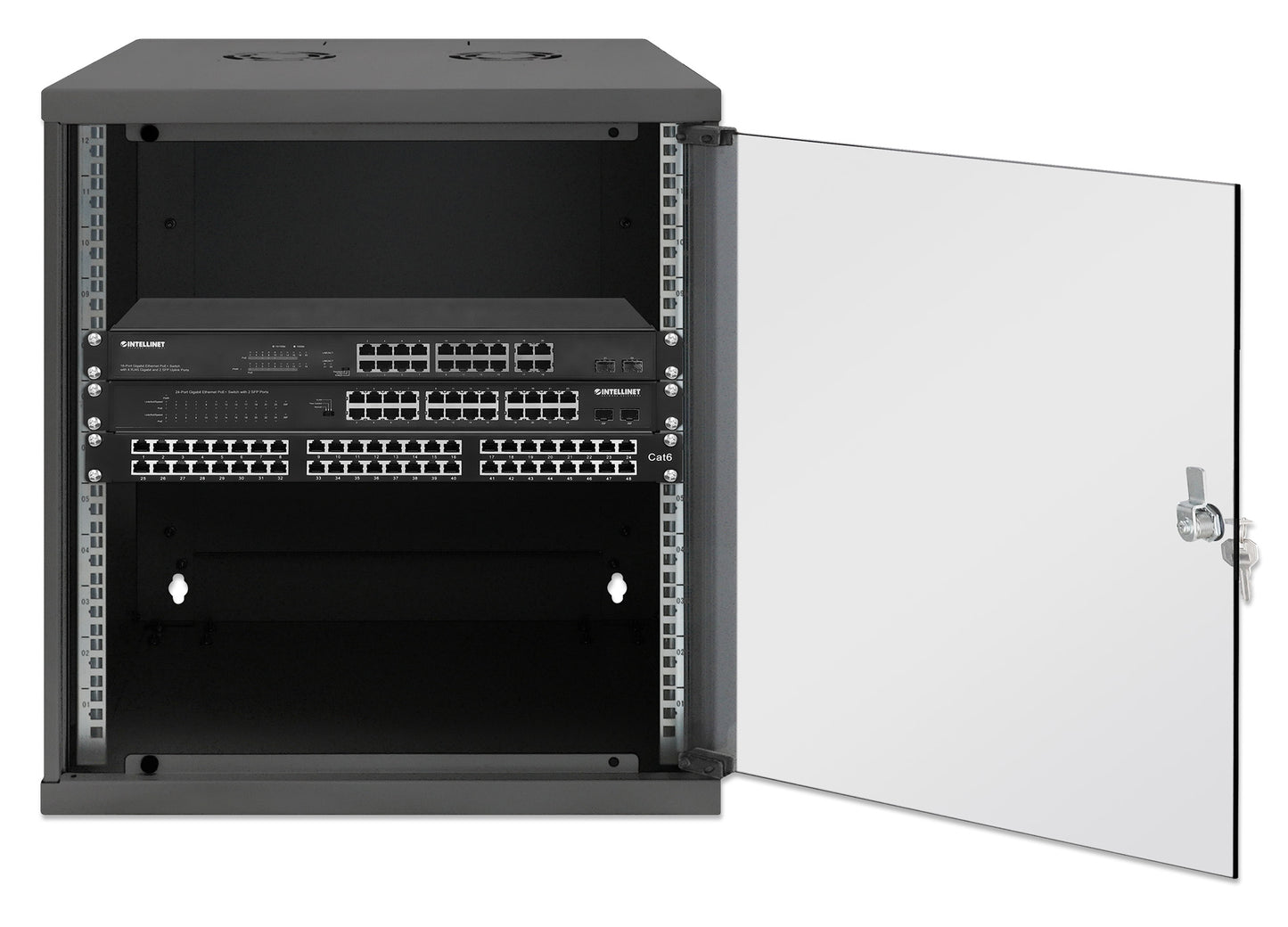 12U 19" Wall Mount Network Cabinet, Basic Line, 560 mm Depth, Black Image 4
