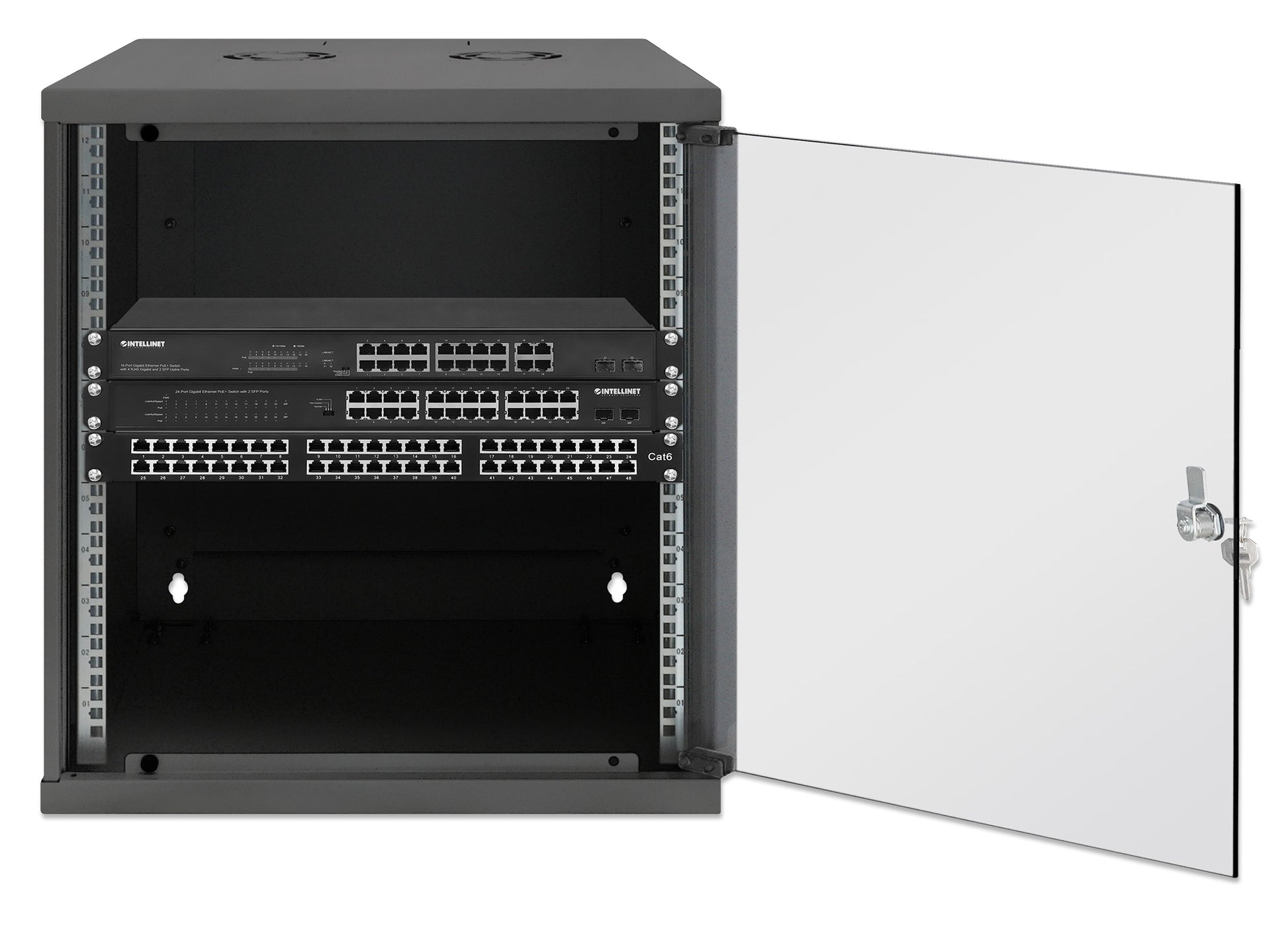 12U 19" Wall Mount Network Cabinet, Basic Line, 560 mm Depth, Black Image 4