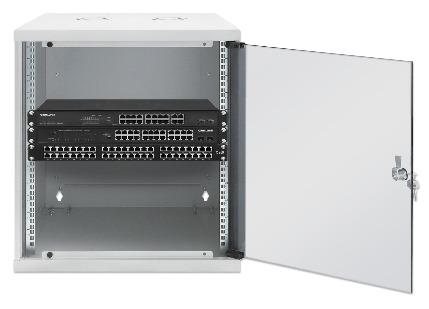 12U 19" Wall Mount Network Cabinet, Basic Line, 560 mm Depth, Gray Image 4