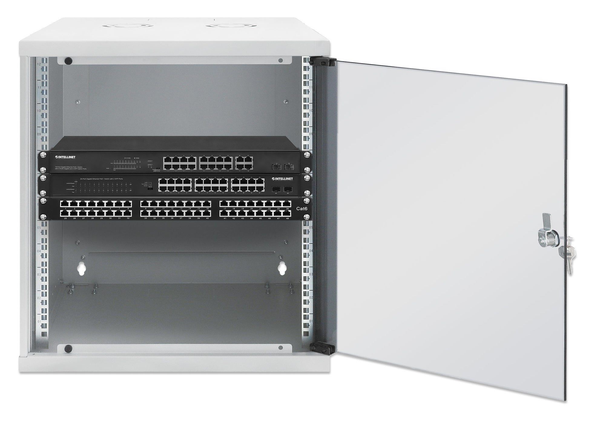 12U 19" Wall Mount Network Cabinet, Basic Line, 560 mm Depth, Gray Image 4