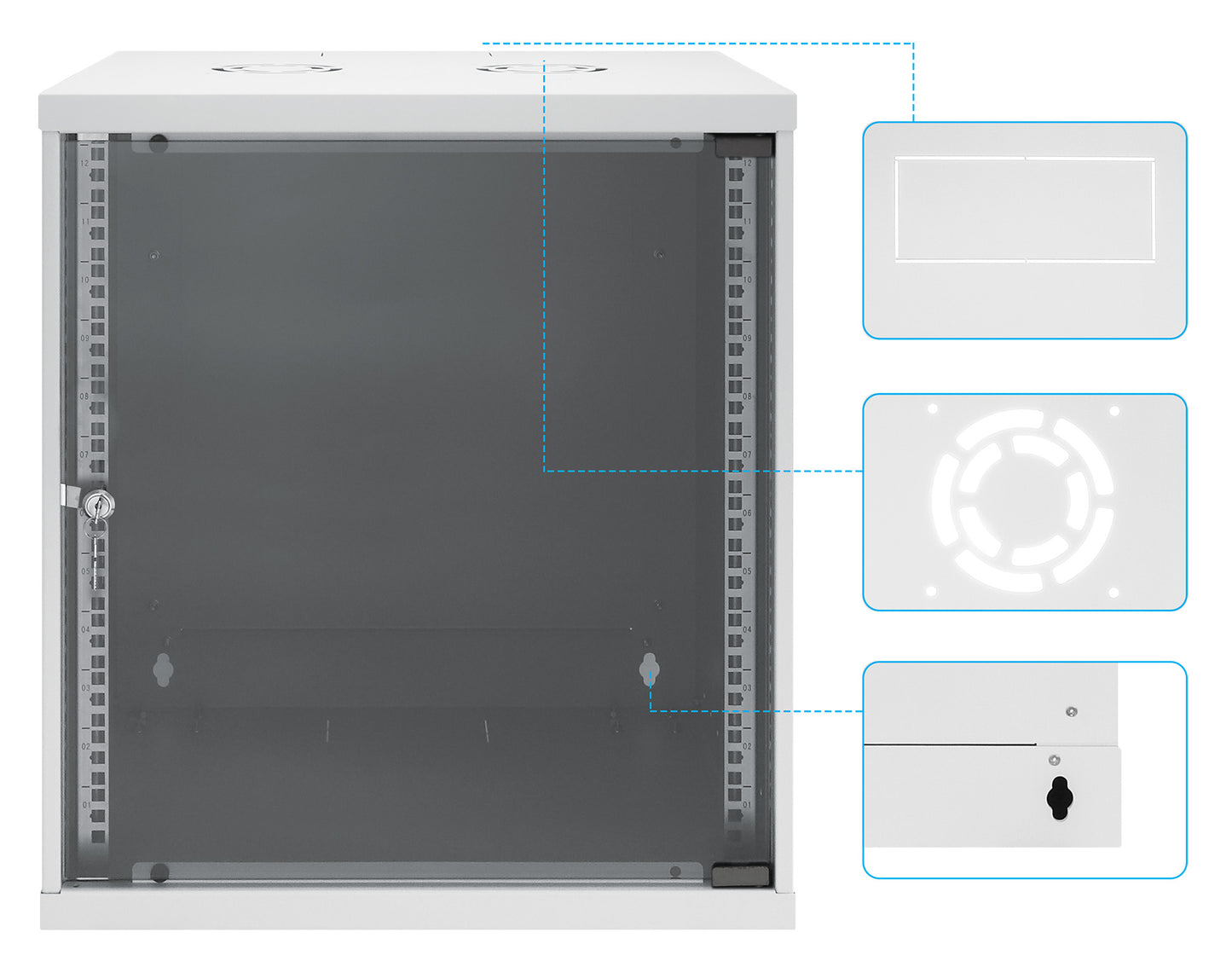 12U 19" Wall Mount Network Cabinet, Basic Line, 560 mm Depth, Gray Image 9