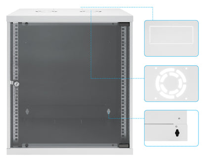 12U 19" Wall Mount Network Cabinet, Basic Line, 560 mm Depth, Gray Image 9