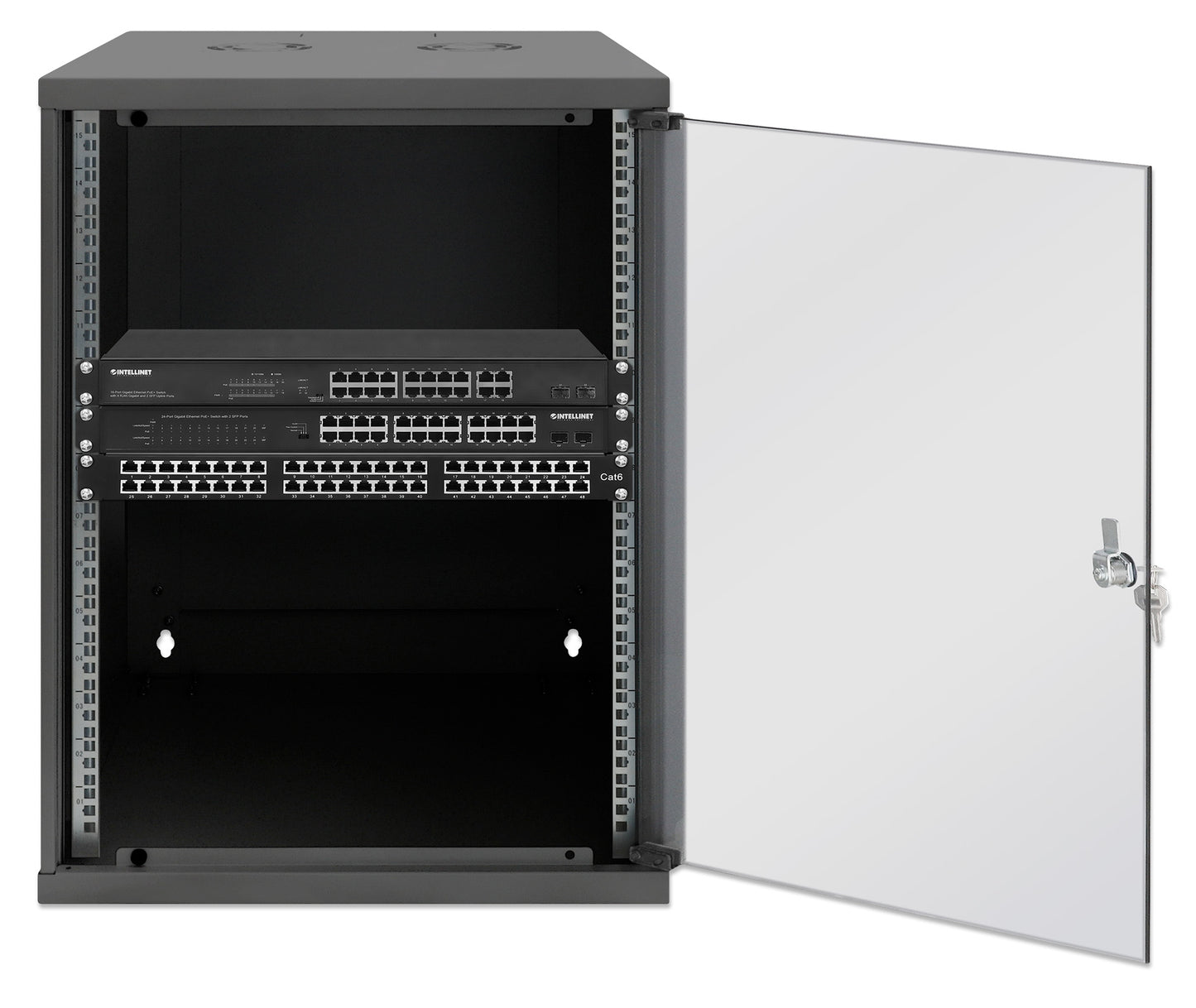 15U 19" Wall Mount Network Cabinet, Basic Line, 560 mm Depth, Black Image 4